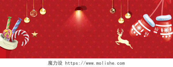 圣诞背景手套灯光驯鹿圣诞节红色纹理海报背景
